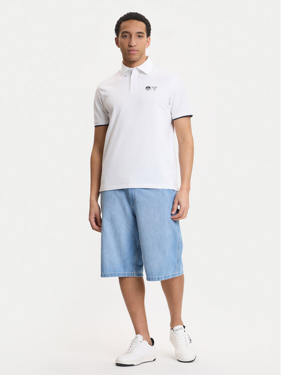 Guess Guess Тениска с яка и копчета M6GP47 K3323 Бял Regular Fit