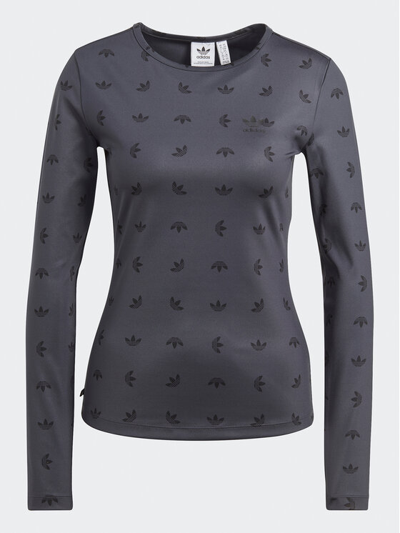 adidas adidas Blūze Allover Print HL9137 Melns Slim Fit