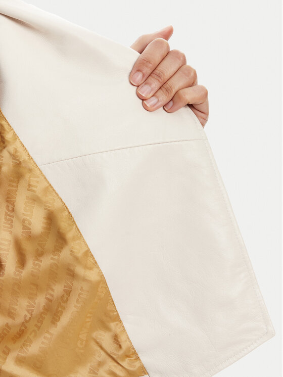 Just Cavalli Just Cavalli Giacca di pelle 78PAVP05 Bianco Loose Fit
