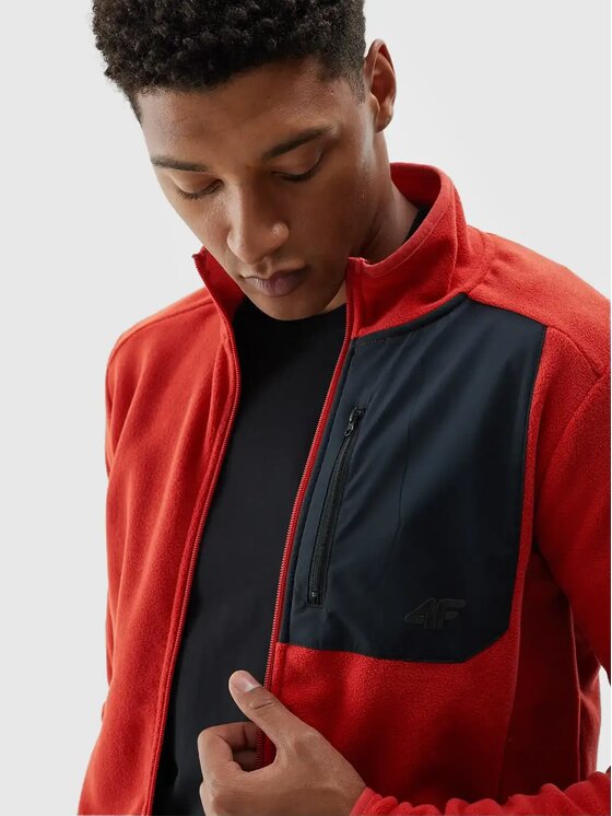 4F 4F Fleecová mikina 4FWAW24TFLEM250-70S Oranžová Regular Fit