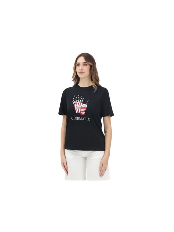 ONLY ONLY T-shirt Maglia onlbust life ss popcorn Nero Regular Fit