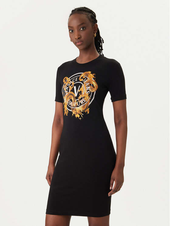 Versace Jeans Couture Rochie de zi 80HAOE01 CJ02E Negru Slim Fit