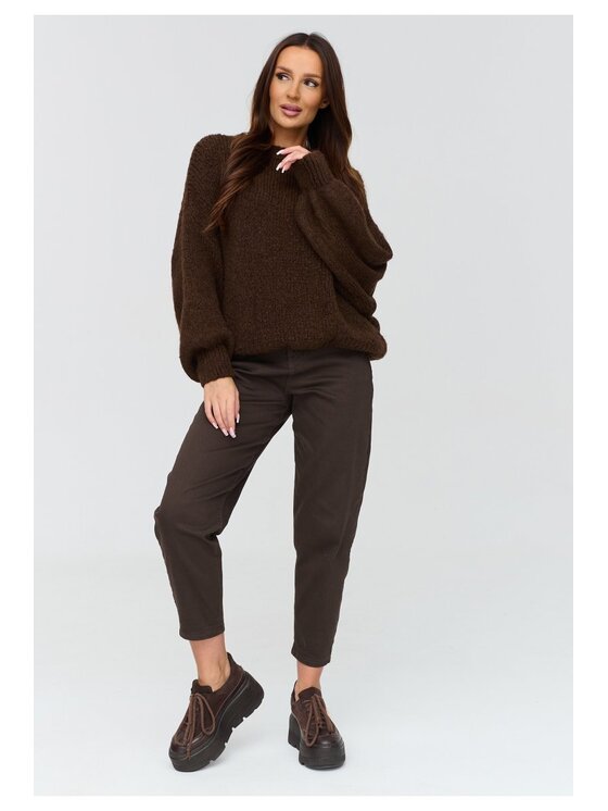 Makadamia Makadamia Sweter C83 Brązowy Loose Fit