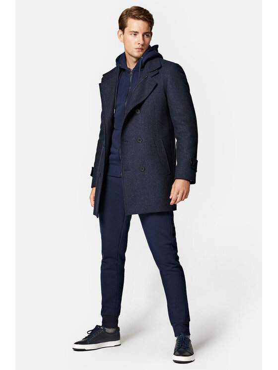 Lancerto Lancerto Płaszcz wełniany Arendal PC073223000010 Granatowy Regular Fit