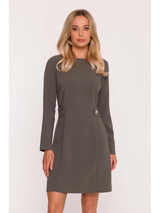 Stylove Stylove Sukienka wieczorowa S419 Khaki A-Line Fit