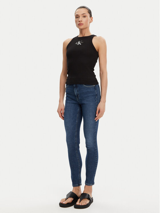 Calvin Klein Jeans Calvin Klein Jeans Top Monologo J20J225301 Černá Slim Fit