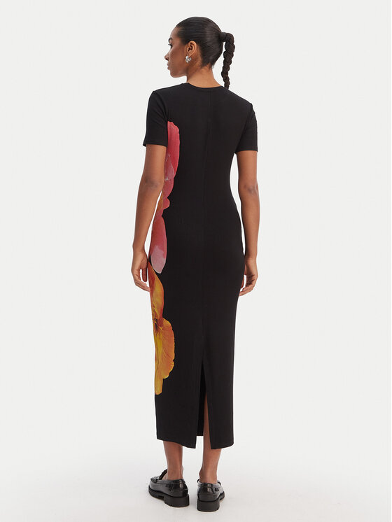 Desigual Desigual Každodenné šaty 26SWVK26 Čierna Slim Fit