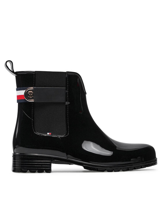 tommy hilfiger logo ankle rain boot