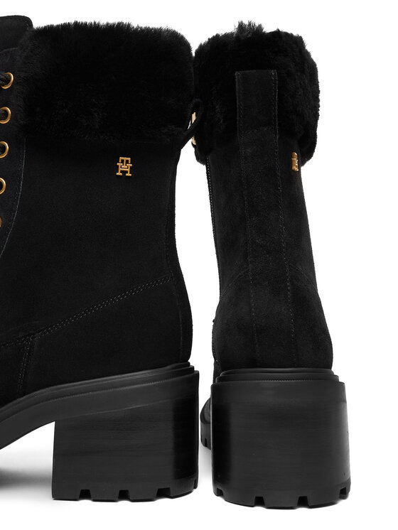 Tommy Hilfiger Tommy Hilfiger Kotníková obuv Th Shearling Lace Up Boot FW0FW08999 Černá