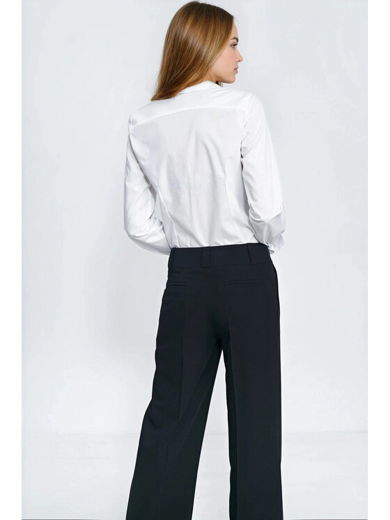 NIFE NIFE Kalhoty z materiálu SD132 Černá Wide Leg
