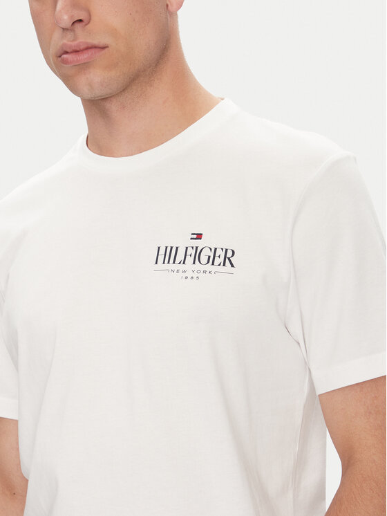 Tommy Hilfiger Tommy Hilfiger Tricou Stack MW0MW39355 Alb Regular Fit