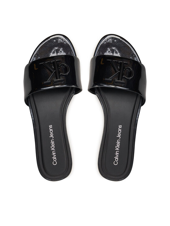 Calvin Klein Jeans Calvin Klein Jeans Natikači Flat Sandal Slide Mg Met YW0YW01348 Črna