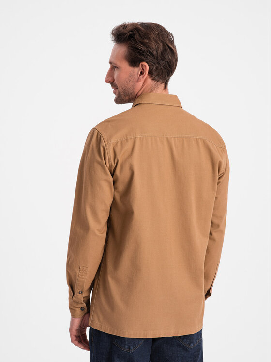 Ombre Ombre Koszula OM-SHCS-0146 Brązowy Regular Fit