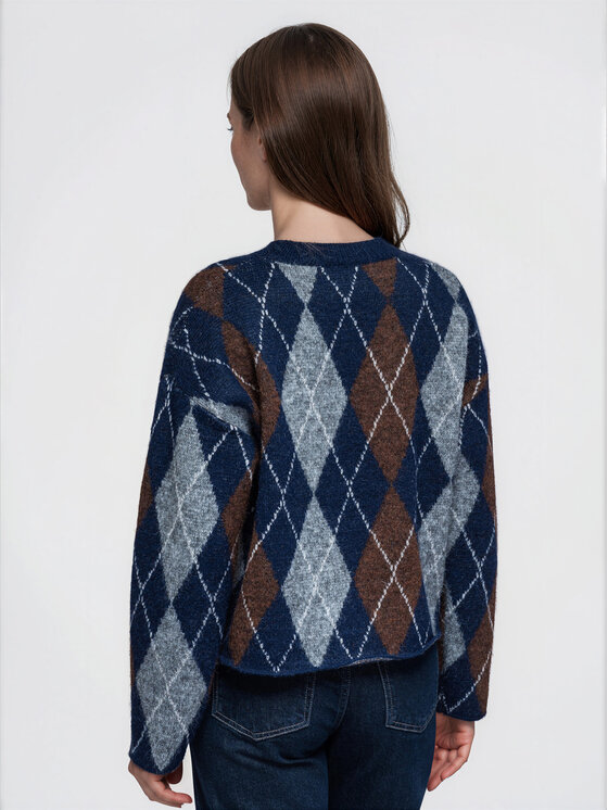 Ombre Ombre Svetr OW-SW-E0054 Tmavomodrá Relaxed Fit