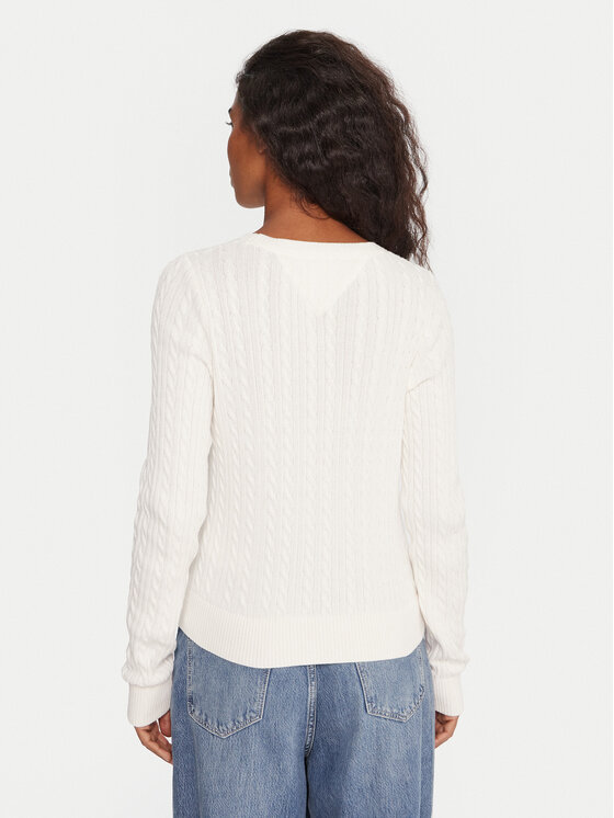 Tommy Jeans Tommy Jeans Pullover Cable Essential DW0DW22165 Weiß Regular Fit