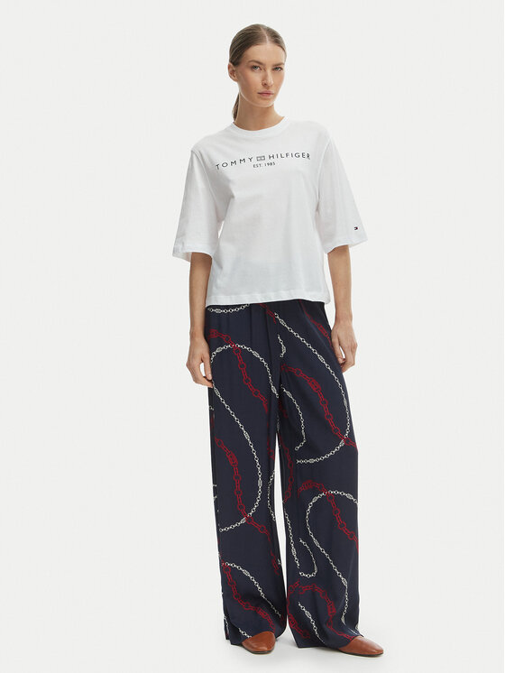 Tommy Hilfiger Tommy Hilfiger Majica WW0WW47811 Bela Relaxed Fit