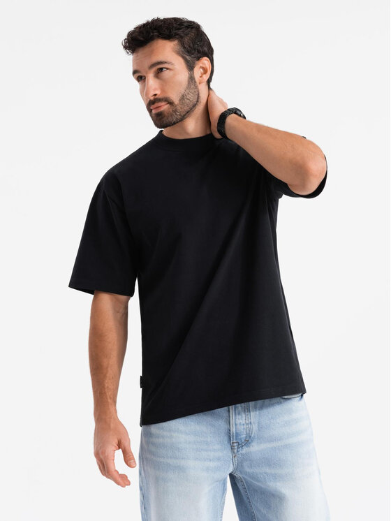 Ombre Ombre T-Shirt OM-TSBC-0234 Czarny Loose Fit