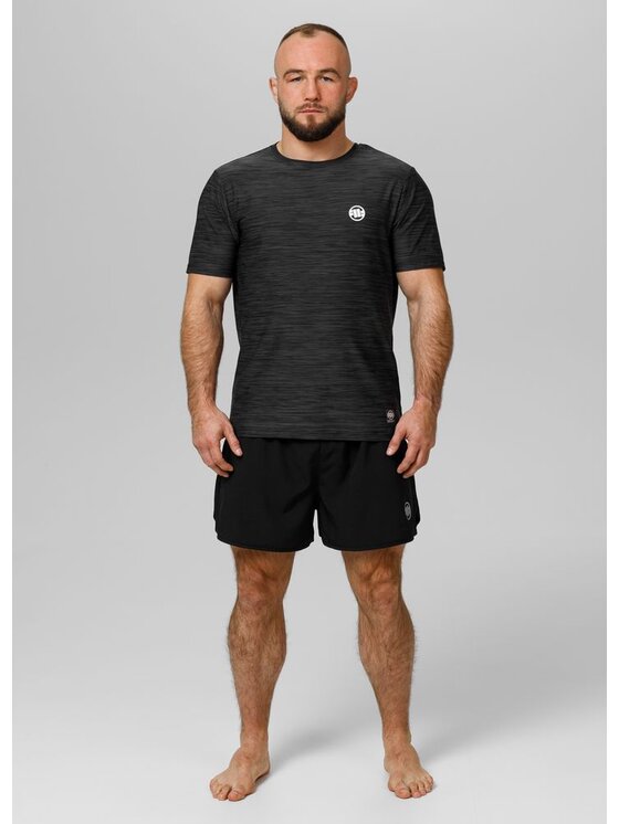 PITBULL PITBULL Koszulka techniczna Koszulka Casual Sport Small Logo S Czarny Regular Fit