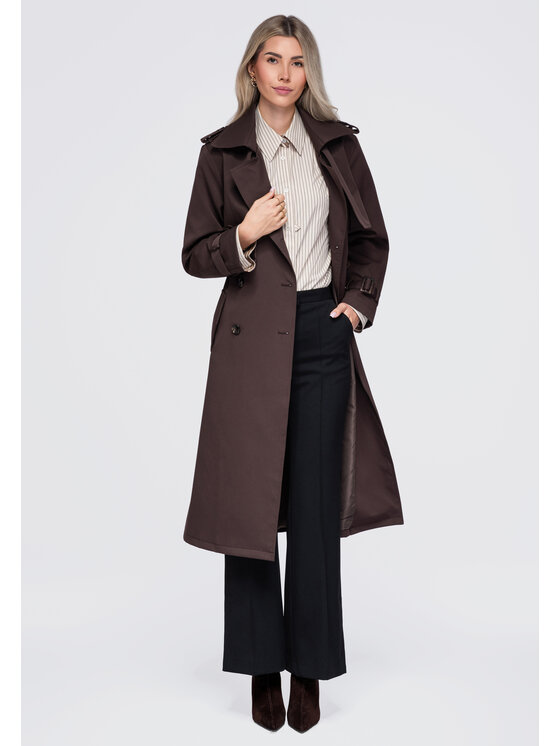 Ombre Ombre Trencz OW-CT-E0003 Brązowy Regular Fit