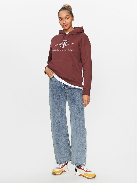 Gant Gant Majica dugih rukava Archive Shield 4204567 Tamnocrvena Relaxed Fit