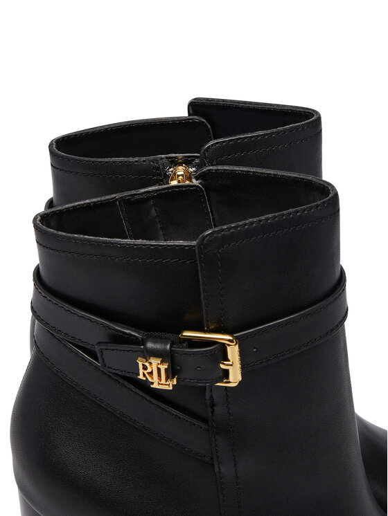 LAUREN RALPH LAUREN LAUREN RALPH LAUREN Aulinukai Brooke II Calfskin Bootie Heel 802974475004 Juoda