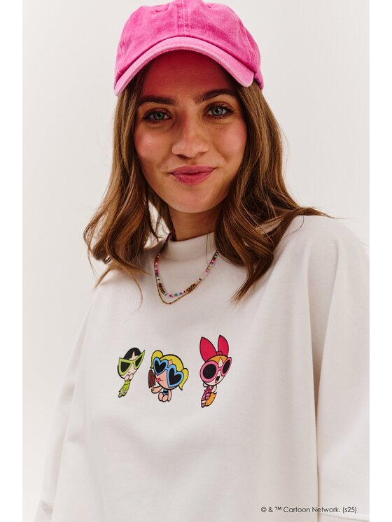 NAOKO NAOKO Bluza Powerpuff Girls Beżowy Regular Fit