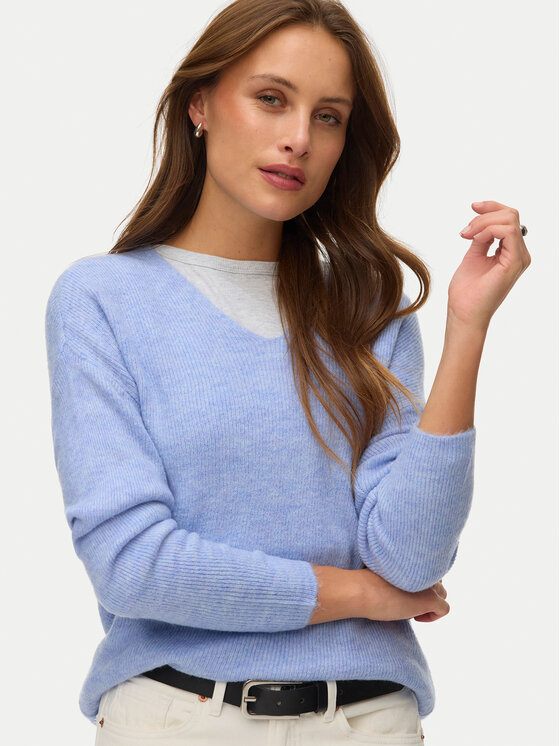 Vero Moda Vero Moda Sveter Crewlefile 10233357 Modrá Loose Fit