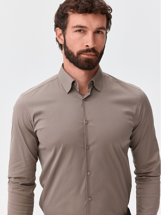 Evenemen Evenemen Koszula Punto G. Riva Caffee Beżowy Slim Fit