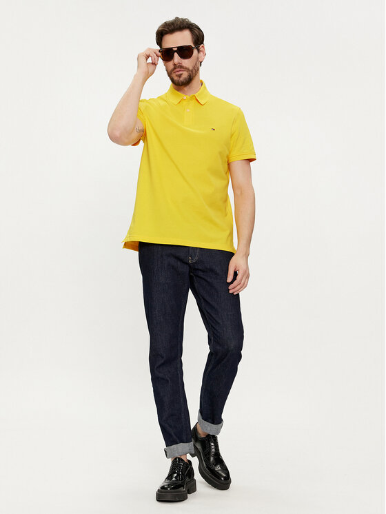 Tommy Hilfiger Tommy Hilfiger Тениска с яка и копчета 1985 MW0MW17770 Жълт Regular Fit