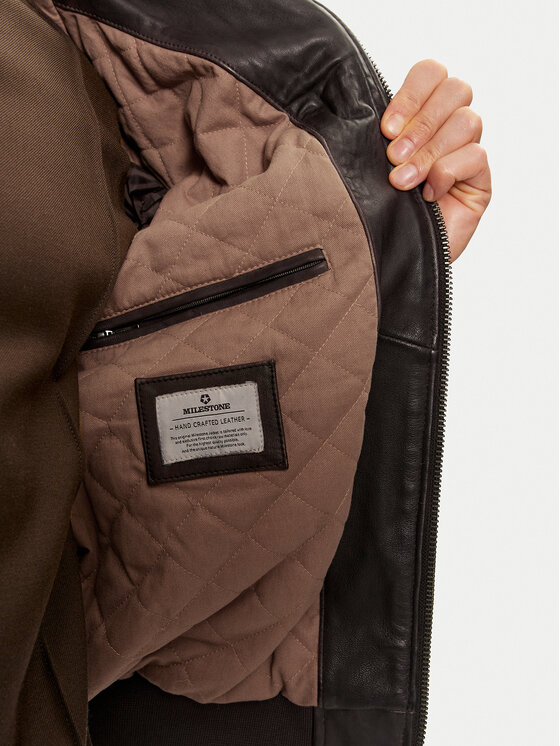 Milestone Milestone Kurtka skórzana MS Tom 43104121070 Brązowy Regular Fit