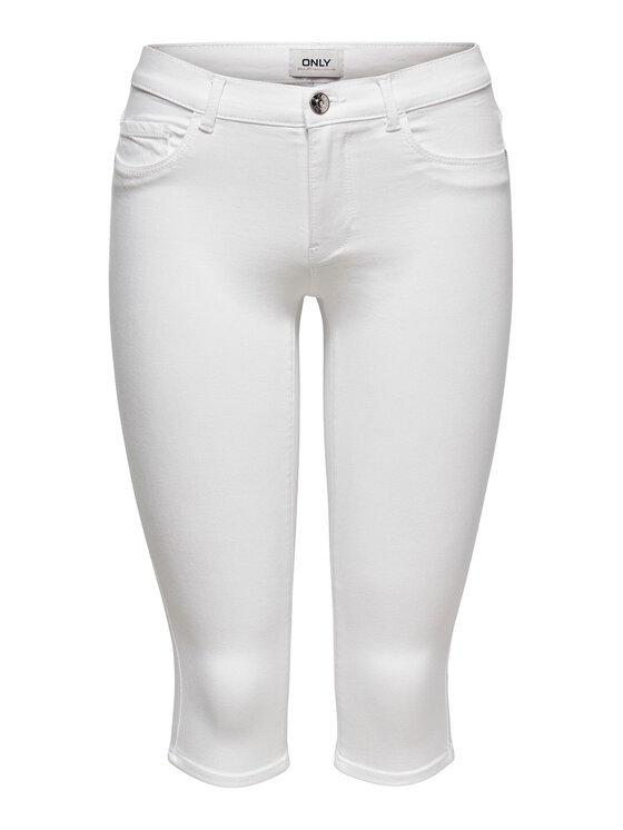 ONLY ONLY Spodnie capri 15136463 Biały Slim Fit