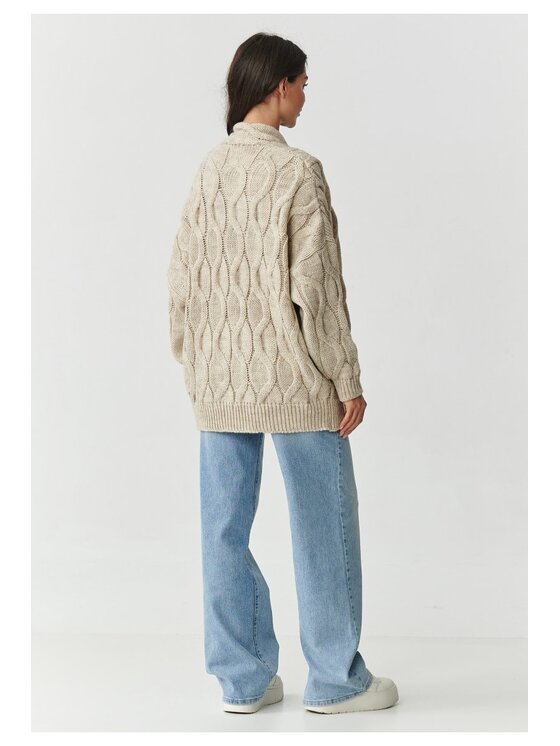 Makadamia Makadamia Kardigan S163 Beżowy Loose Fit
