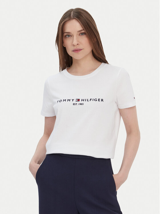 Tommy Hilfiger Tommy Hilfiger Tricou Heritage C-Nk WW0WW31999 Alb Regular Fit