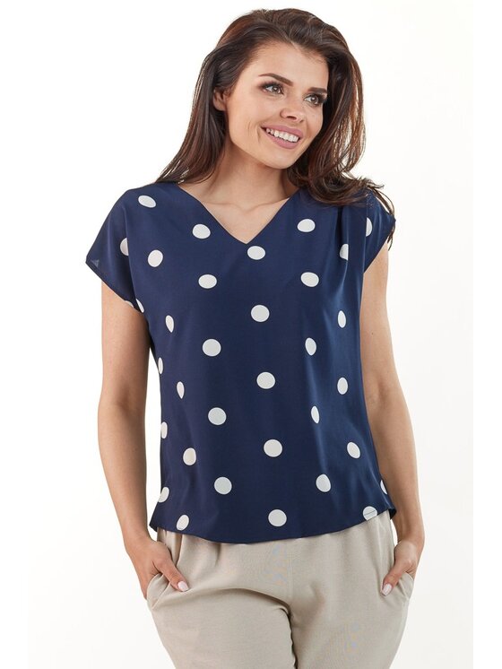 Awama Awama Bluzka A215 Granatowy Basic Fit
