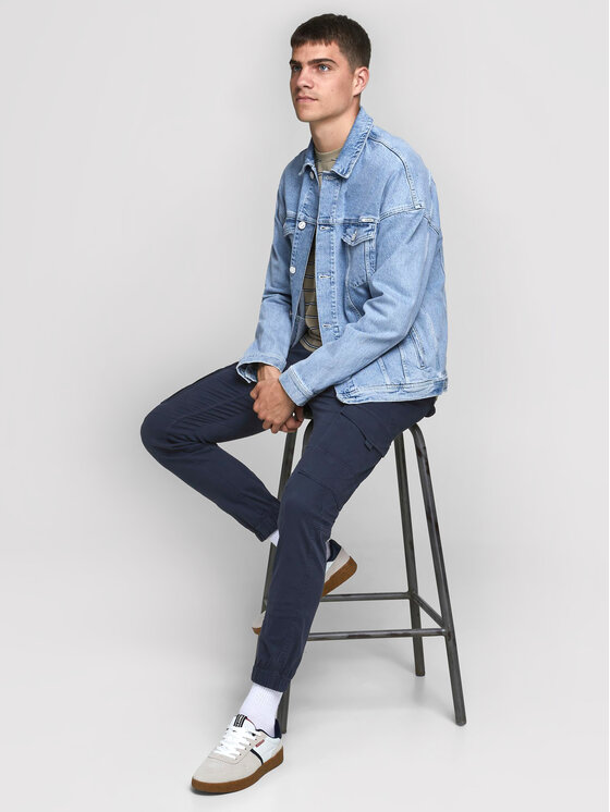 Jack & Jones Jack & Jones Bavlnené nohavice Paul 12169582 Tmavomodrá Tapered Fit