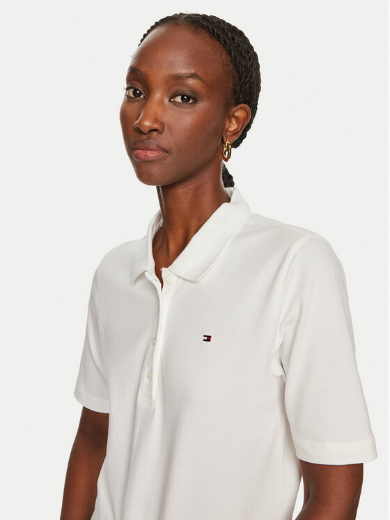 Tommy Hilfiger Tommy Hilfiger Тениска с яка и копчета 1985 WW0WW43224 Екрю Regular Fit