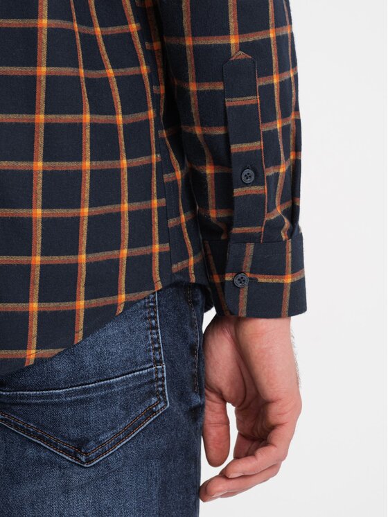 Ombre Ombre Koszula OM-SHCS-0145 Granatowy Slim Fit