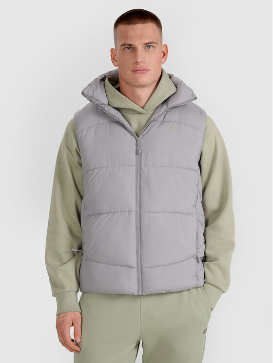 4F 4F Kamizelka MIDSHOP TEXTILE Szary Regular Fit