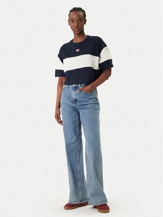 Tommy Jeans Tommy Jeans Póló Badge Colour-Blocked DW0DW18706 Sötétkék Oversize