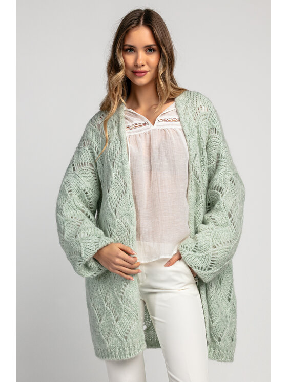 Fobya Fobya Kardigan F1971 Zielony Oversize