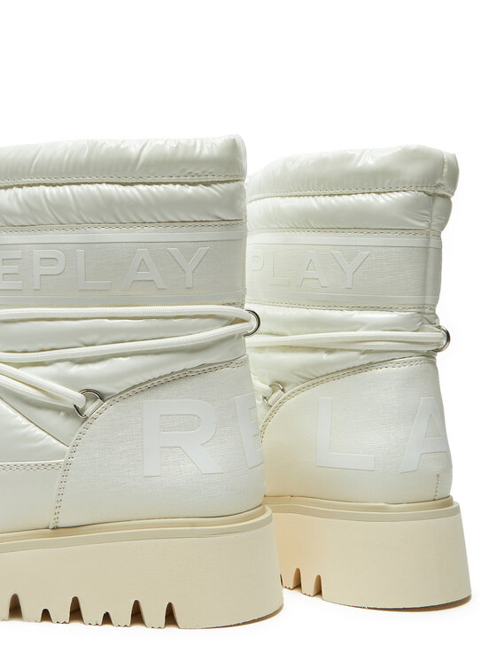 REPLAY REPLAY Śniegowce Shiny-Effect Harper United Lace-Up GWF4R.000.C0002T Biały