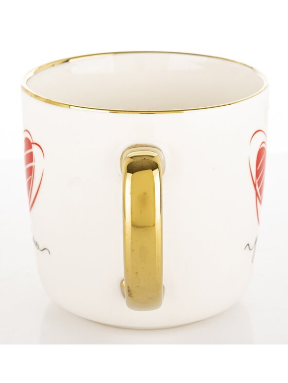 MIAhome MIAhome Kubek porcelanowy 385 ml z czerwonym sercem i napisem YOU ME Biały