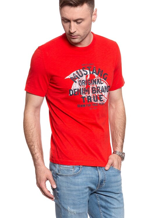 Mustang Mustang T-Shirt ALEX C PRINT Czerwony Regular Fit