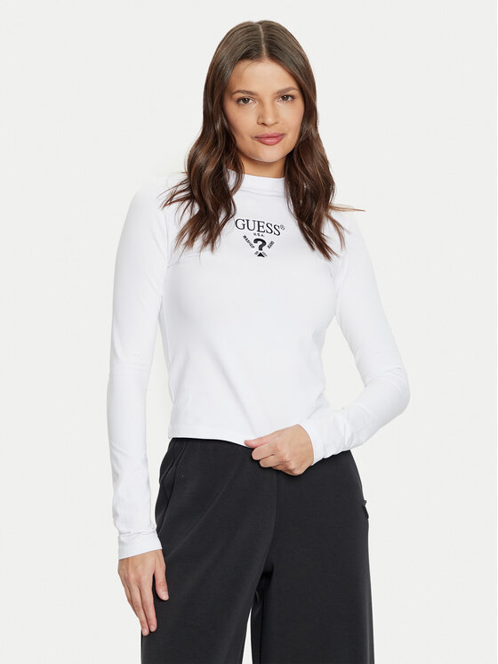 Guess Guess Bluzka Colette V4YI23 KCDH1 Biały Slim Fit