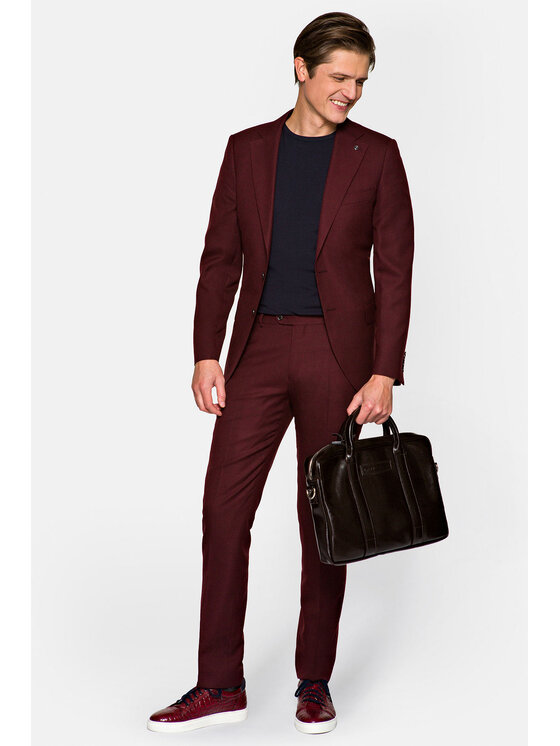 Lancerto Lancerto Garnitur Rosewood Bordowy Regular Fit