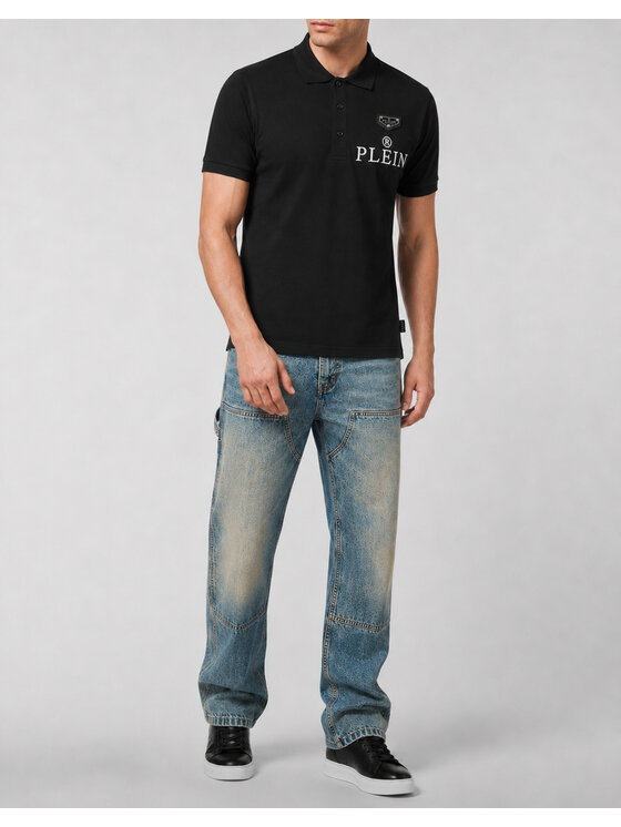 PHILIPP PLEIN PHILIPP PLEIN Polo 31624 Czarny Slim Fit