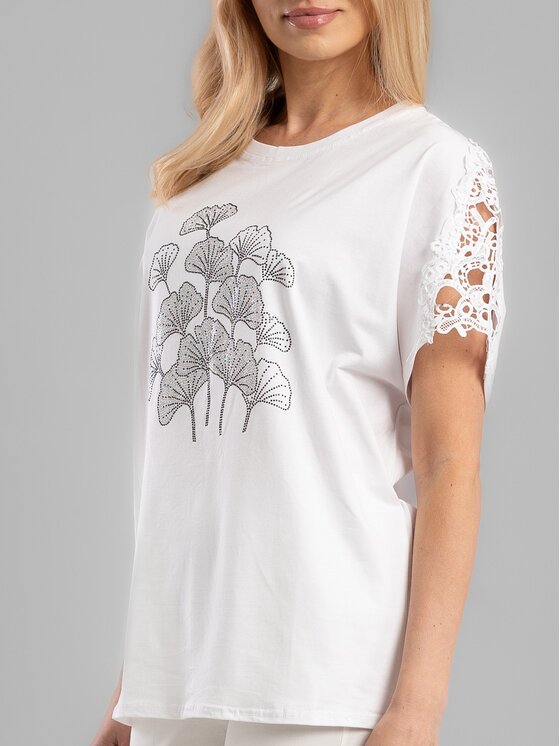 Perso Perso T-Shirt TCE242114F Biały Regular Fit