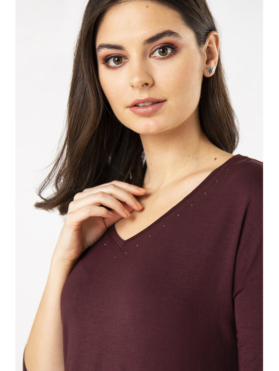 QUIOSQUE QUIOSQUE Bluzka 19-TD-155 Fioletowy Regular Fit