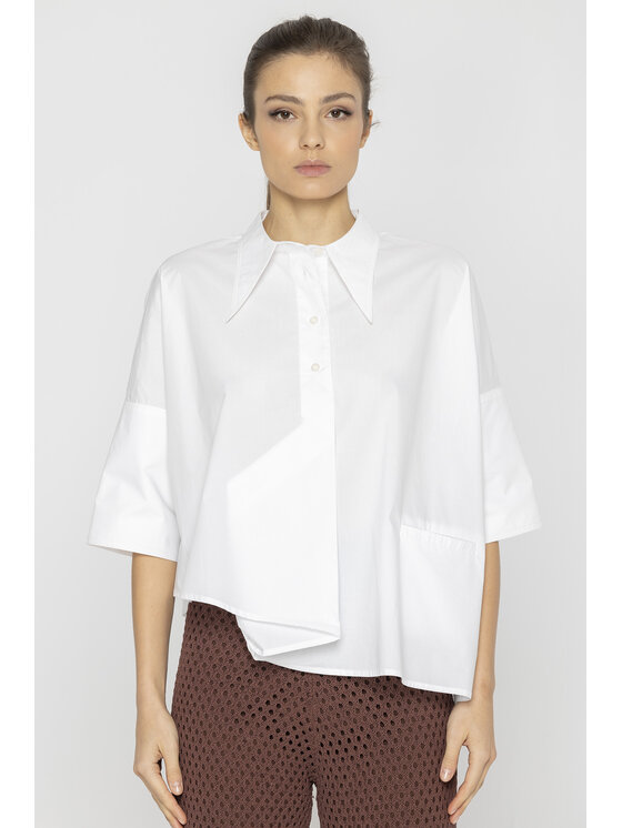 Deni Cler Milano Deni Cler Milano Koszula T-DC-1423-E2-10-10-1 Biały Loose Fit