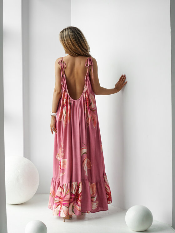 LilaLou LilaLou Sukienka letnia Gypsy Różowy Oversize
